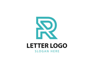 Simple letter R logo design template on white background. suitable for brand logo and etc.