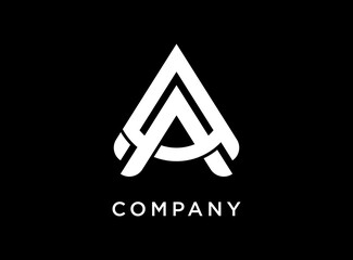 Simple letter A or AA logo design template on black background. Suitable for brand logo.