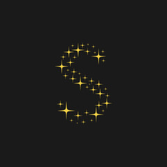 shine or letter S and stars logo concept