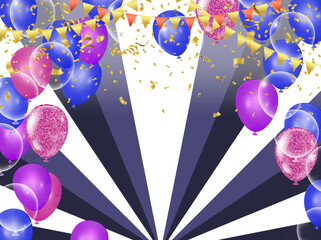 Grand opening card design with balloons  purple - obrazy, fototapety, plakaty