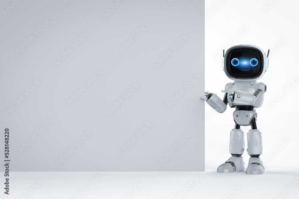 Aufkleber small assistant robot with white empty space