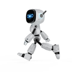 Small robot assistant walking or moving