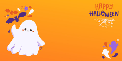 Happy Halloween party banner with ghost vector