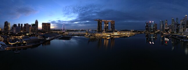 Marina Bay, Singapore - July 13, 2022: The Landmark Buildings and Tourist Attractions of Singapore