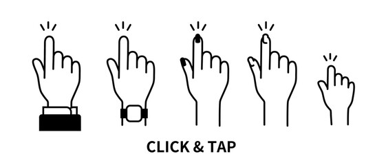 タップ・クリックをする手と指のイラスト/背景透過 - obrazy, fototapety, plakaty