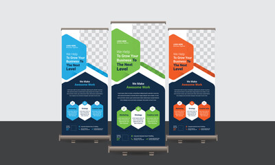 Business Roll Up Banner Set, Use Corporate Business, Agency, Travel, Gym, Fashion.