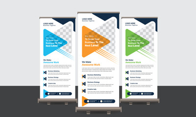 Business Roll Up Banner Set, Use Corporate Business, Agency, Travel, Gym, Fashion.