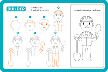 how to draw builder profession tutorial vector