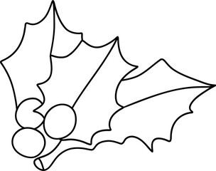 Christmas Holly berries, Digital Vector illustration, Outline design