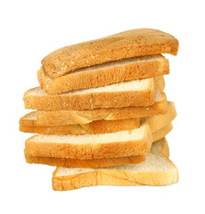 Rows of bread, stack rows of slices on transparent background png file