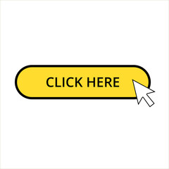 click here button with muse arrow or pointer. Click here, UI button concept for web. Vector illustration