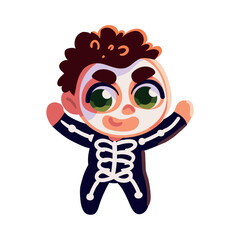 kid wearing skeleton costume