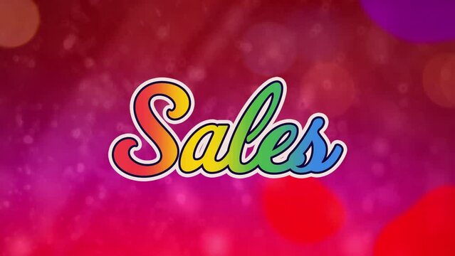 Animation of the word sales in colourful letters on a red and pink lava lamp background