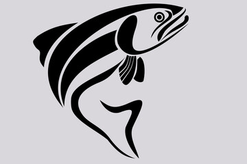 Fish 3D Illustration. Outline illustration of fish for logo and icon