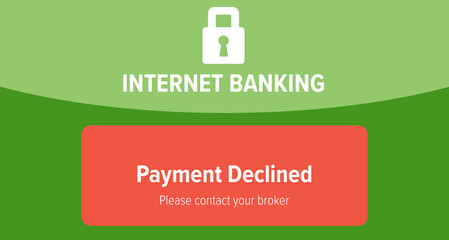 Internet banking text on green display