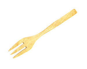 Wooden fork natural wood isolated on transparent background png file