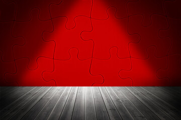 Red jigsaw room