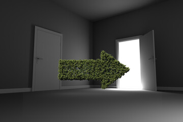 Obraz premium Arrow sign of topiary at doorway