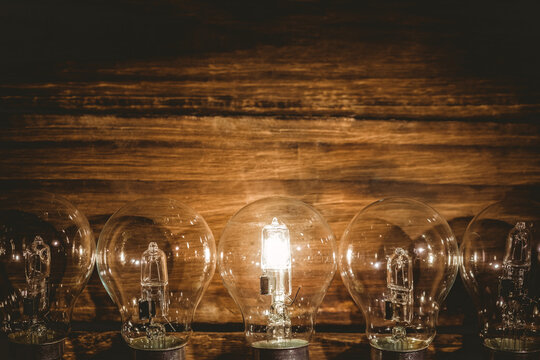 Light bulbs are kept in side by side
