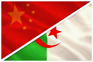 Close-up of Chinese and Algerian flags