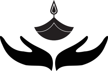 Diwali oil lamp. holding a Diya. Diya for Diwali on hand. clay lamp on the palm of a person. Indian Festival Diwali, lamp in hand