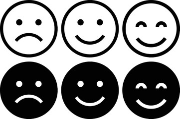 New Emojis list. face icon set. Modern Emoticons Set. Different Reactions design. smile icon design