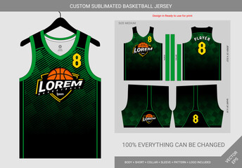 black and green pattern basketball jersey template
