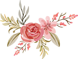 ELEGANT PINK WATERCOLOR FLOWER ARRANGEMENT