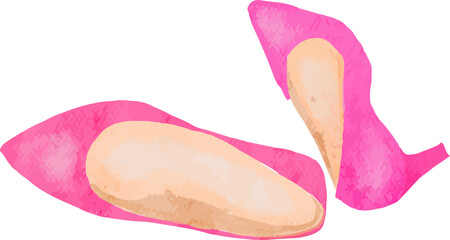 watercolor hand painted shoes, fashion illustration