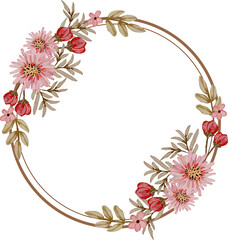 elegant pink watercolor flower frame