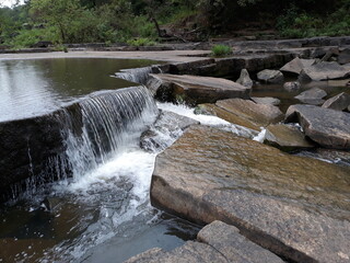 water flowing over rocks