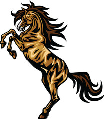 Horse Mustang Rearing Mascot Logo Design Illustration