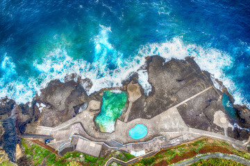 Aerial view with charco azul, La Palma,  Canary island, Spain © Balate Dorin
