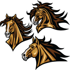 Fototapeta na wymiar Horse Mustang Head Logo Mascot Sports Design Illustration Set Premium Collection