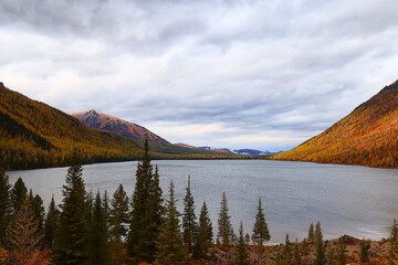 landscape mountain altai, panorama scenery freedom, autumn nature of siberia