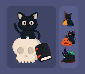 icons set, halloween cat