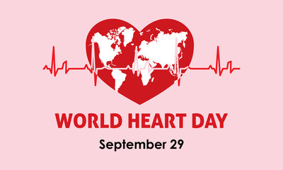 Vector illustration design concept of World Heart Day observed on every september 29. - obrazy, fototapety, plakaty