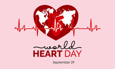 Vector illustration design concept of World Heart Day observed on every september 29.