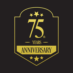 Luxury 75th years anniversary vector icon, logo. Graphic design element