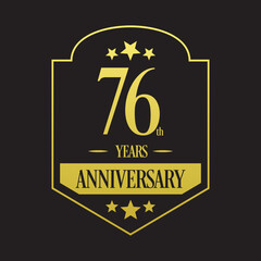 Luxury 76th years anniversary vector icon, logo. Graphic design element
