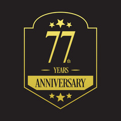 Luxury 77th years anniversary vector icon, logo. Graphic design element