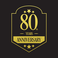 Luxury 80th years anniversary vector icon, logo. Graphic design element