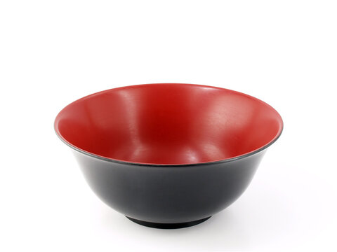 empty single two tone plastic bowl isolated on white, home kitchen utensil