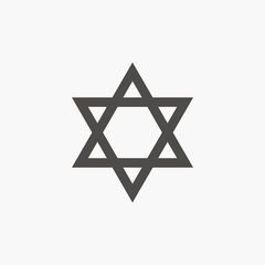 Star of David, the national symbol of the State of Israel icon vector symbol isolated