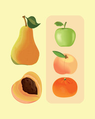 fruits realistic, icon collection