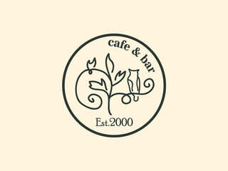 owl floral logo for cafe, restaurant, shop, print, stamp. Logo design template label