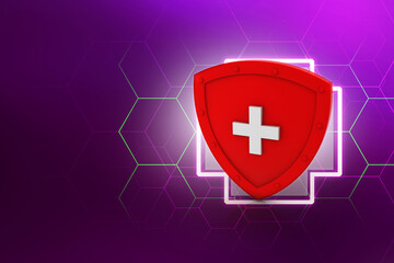 Obraz premium 3d rendering plus sign in shield 