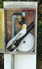 hydrant with hose to put out fires inside the box