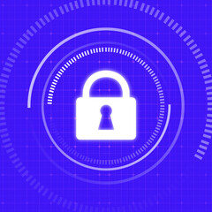 2d illustration Safety concept: Closed Padlock on digital background