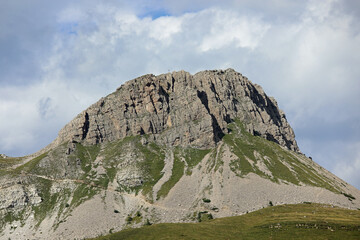 Massive rock mountain of the European Alps called CASTELLAZ or CASTELLAZZO Mount in Italy